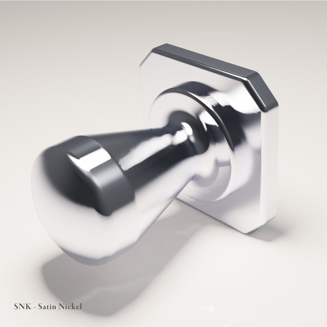 Lexham Cabinet Knob with Baseplate in Nickel-Coated Naval Brass — Satin Nickel — Capramont & Co