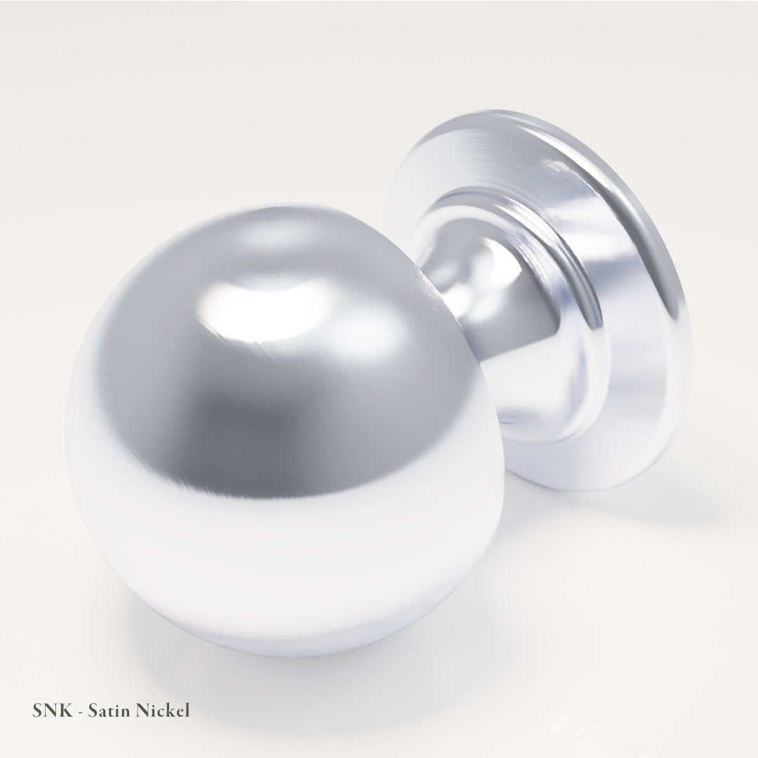 Farringdon Mushroom Knob in Nickel-Coated Naval Brass — Satin Nickel — Capramont & Co
