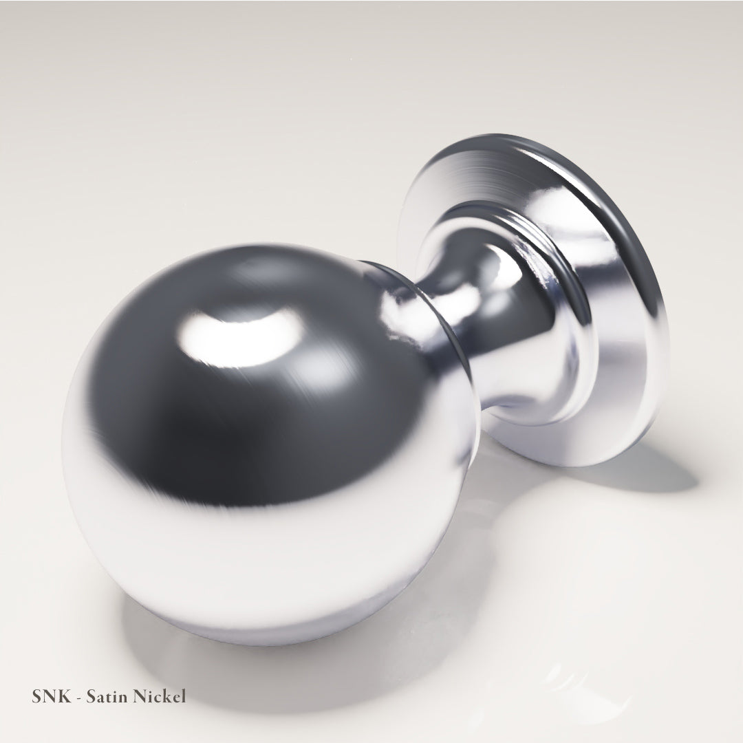 Farringdon Round Knob in Nickel-Coated Naval Brass — Satin Nickel — Capramont & Co