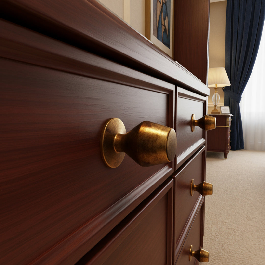 Melbury Cabinet Knob design reference in Aged Brass (Heritage) — Capramont & Co