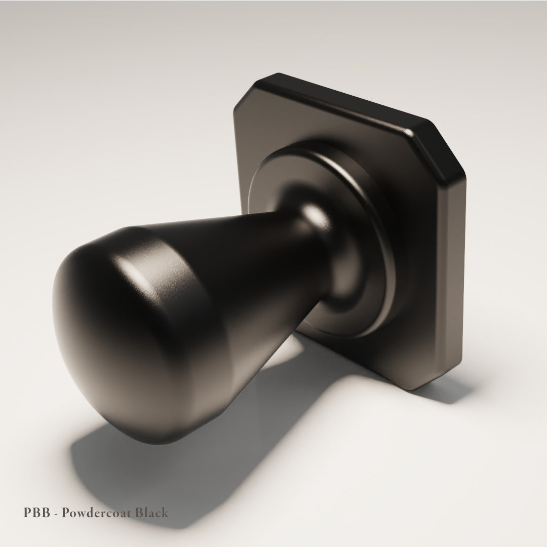 Lexham Cabinet Knob with Baseplate in Powdercoated Aluminium — Black — Capramont & Co