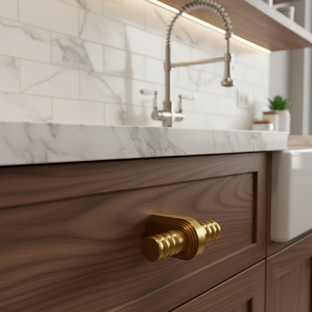 Brunswick T-Bar design reference in Aged Brass (Heritage) — Capramont & Co