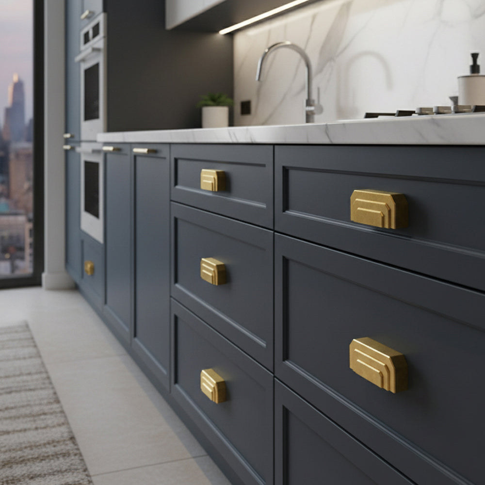 Egerton cabinet hardware collection in aged brass
