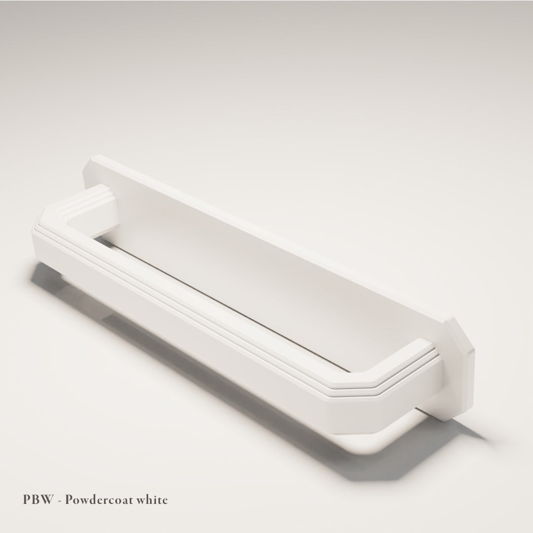 Egerton Handle with Baseplate - P1B in Powdercoated Aluminium — White — Capramont & Co