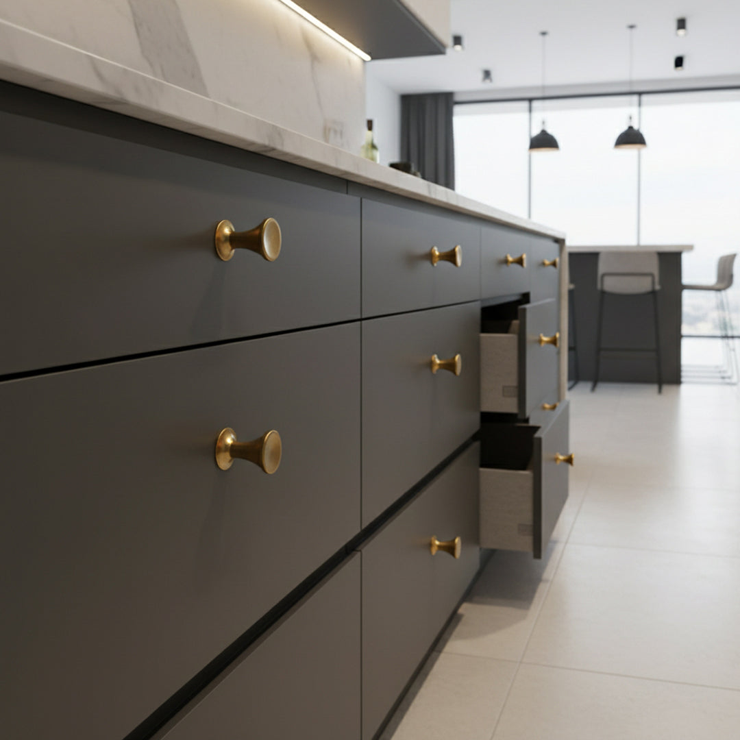 Maddox Cabinet Knob design reference in Aged Brass (Heritage) — Capramont & Co