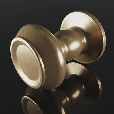 Harrington Cabinet Knob design video — shown in Aged Brass (Heritage reference) — Capramont & Co